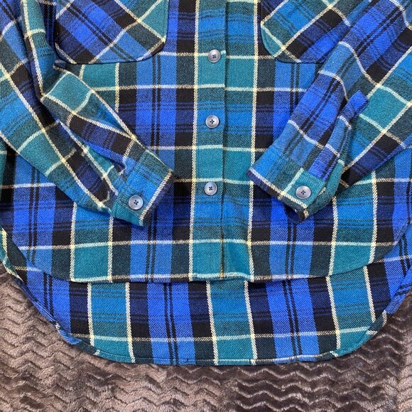 Zara Plaid Button-Up Shirt Flannel With Dual Chest Pockets Womens size L - Picture 2 of 7